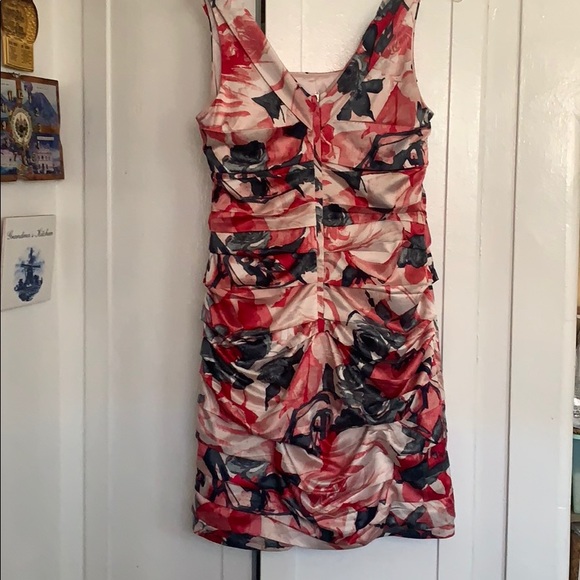 EXPRESS FLOWER ROUCHED BANDAGE BODYCON DRESS SZ 10 NEW LINED - Picture 7 of 11